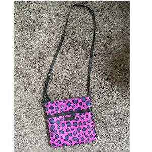 Purple Black and Blue Leopard Faux leather bag